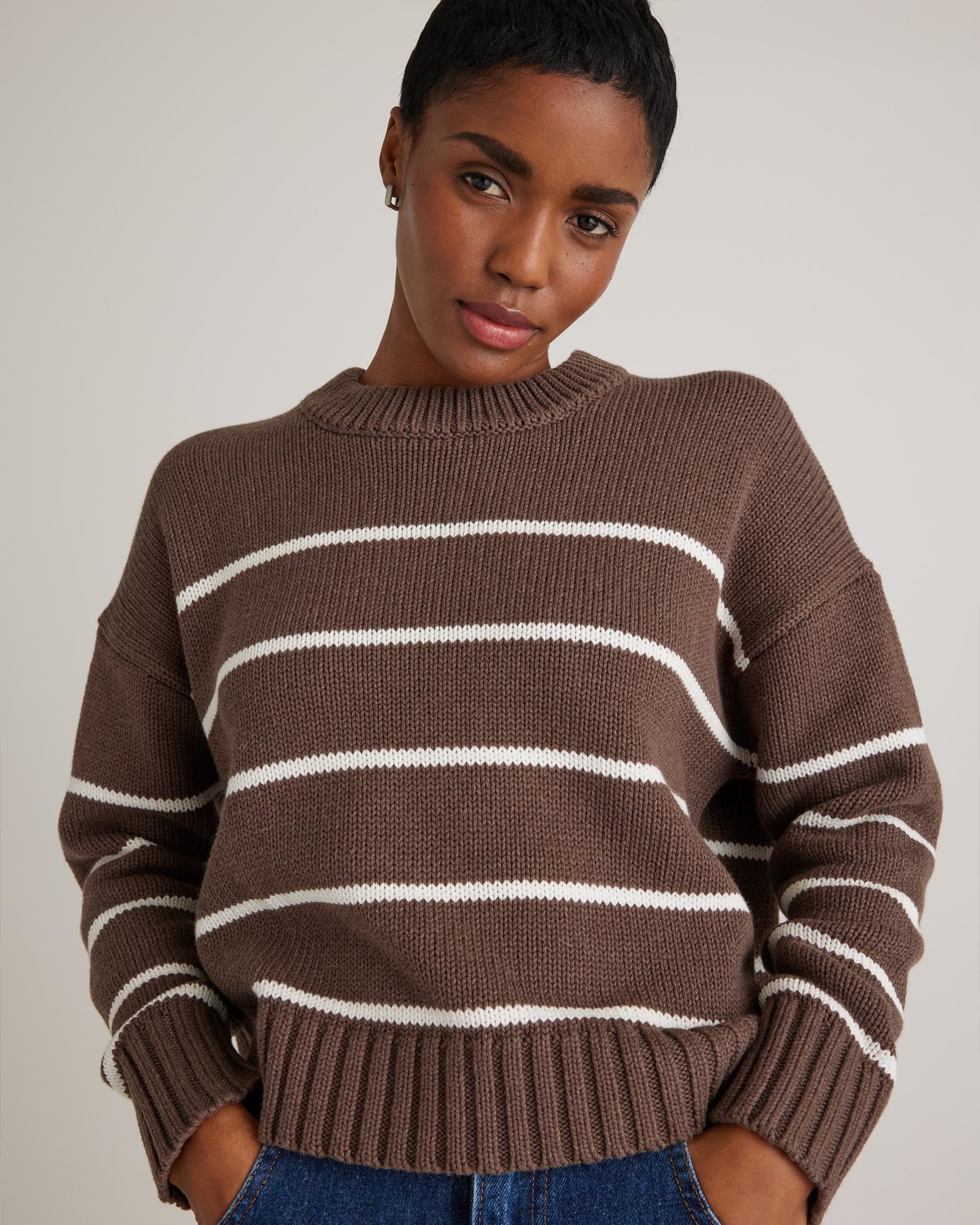 Quince | Women's Striped Crew Sweater Organic Cotton Product Image