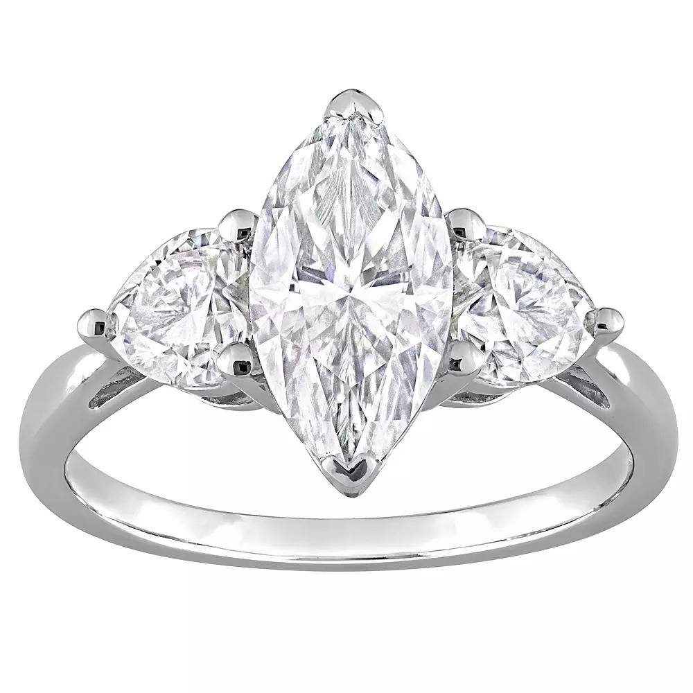 Stella Grace Sterling Silver 2 1/2 Carat T.W. Lab-Created Moissanite 3-Stone Engagement Ring, Women's, Size: 8 Product Image