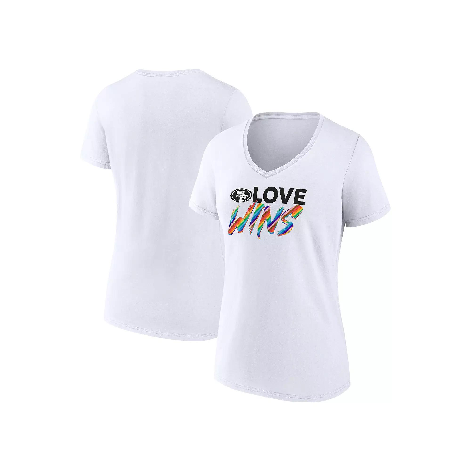 Women's Fanatics White San Francisco 49ers Love Wins V-Neck T-Shirt,  Product Image