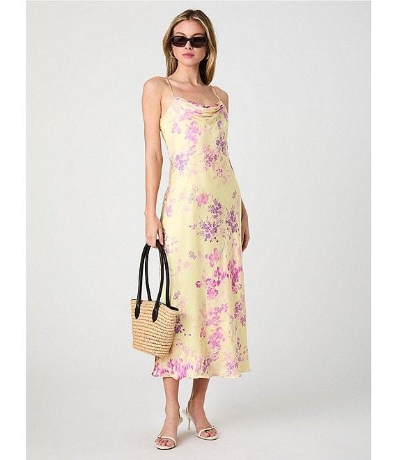 French Connection Elyria Oona Floral Print Cowl Neck Sleeveless Satin Midi Dress Product Image