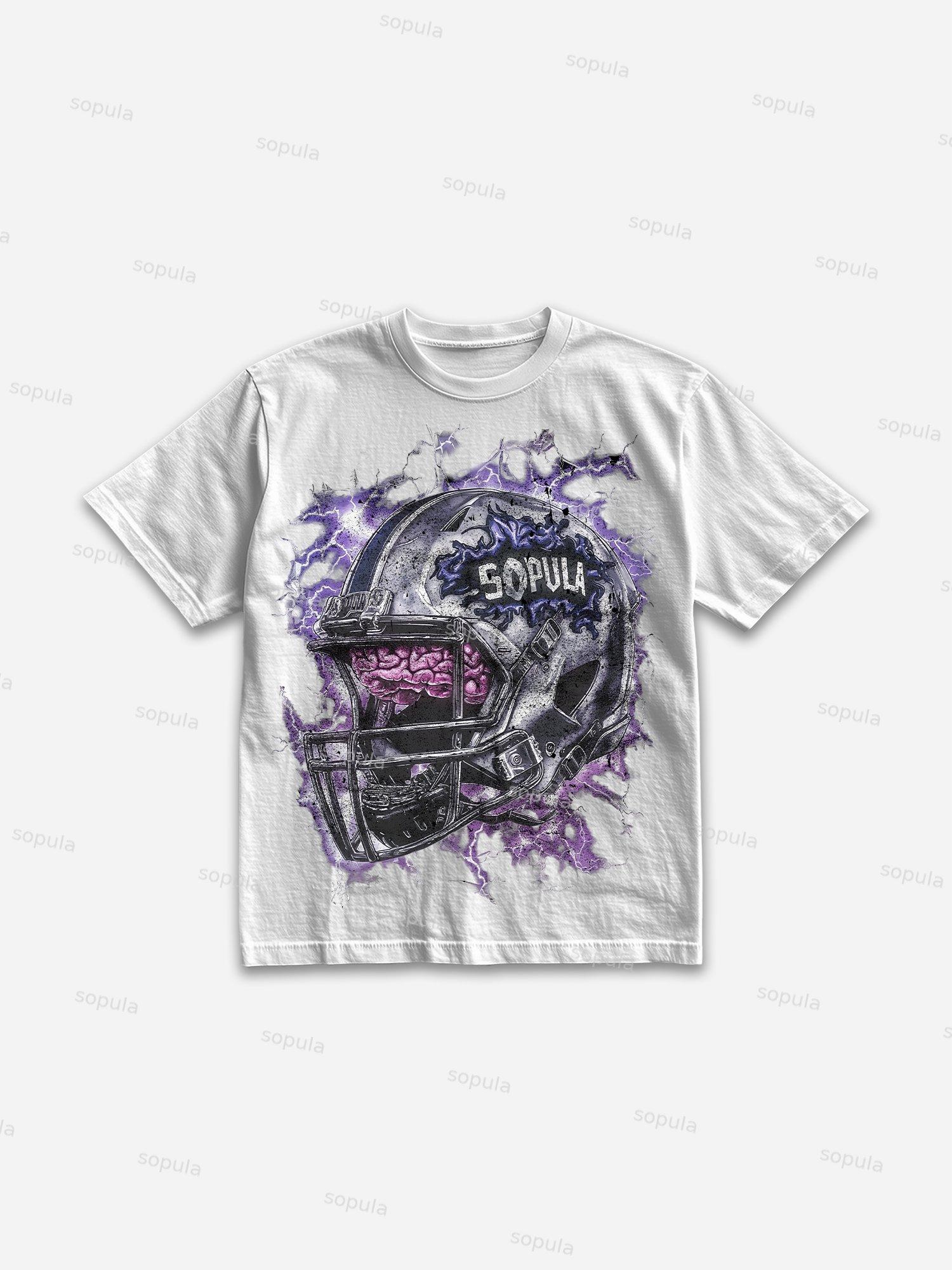 Powered By The Brain Vintage Graphics Cotton T-shirt Product Image