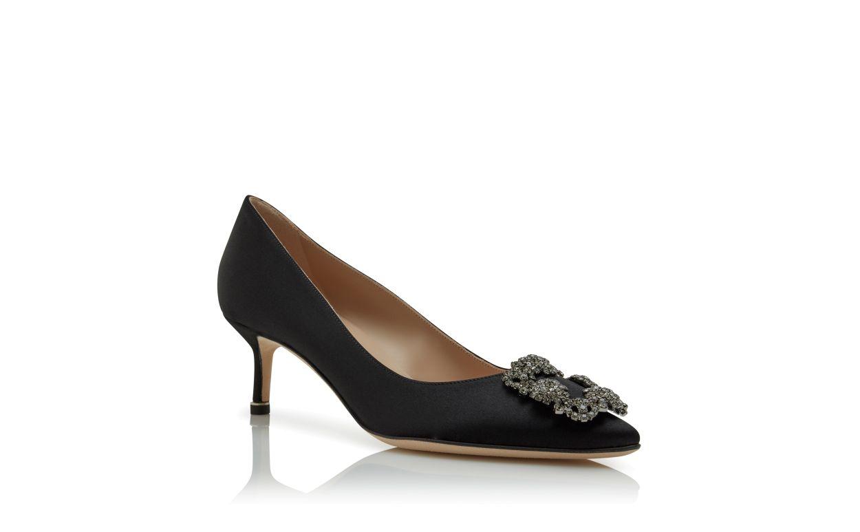 HANGISI 50 Black Satin Jewel Buckle Pumps Product Image