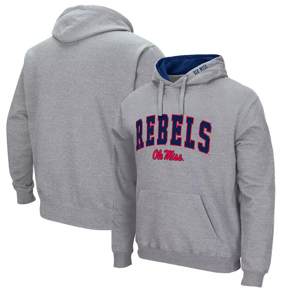 Men's Colosseum Heather Gray Ole Miss Rebels Arch & Logo 3.0 Pullover Hoodie,  Product Image