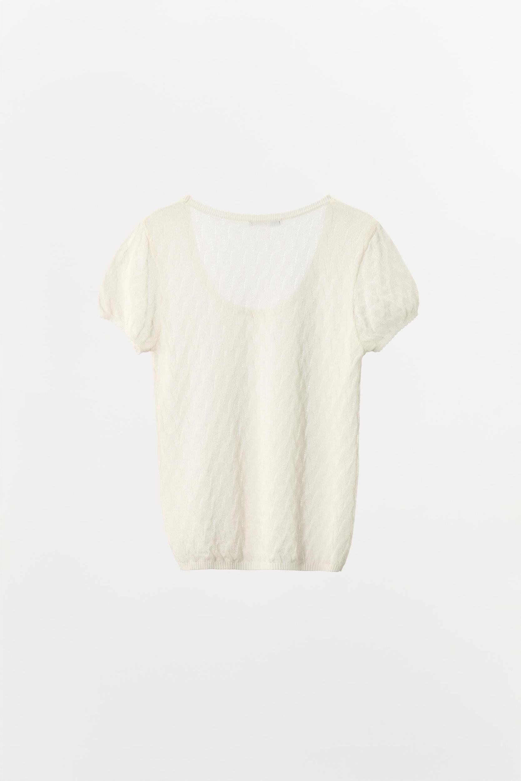 POINTELLE KNIT BOW T-SHIRT Product Image