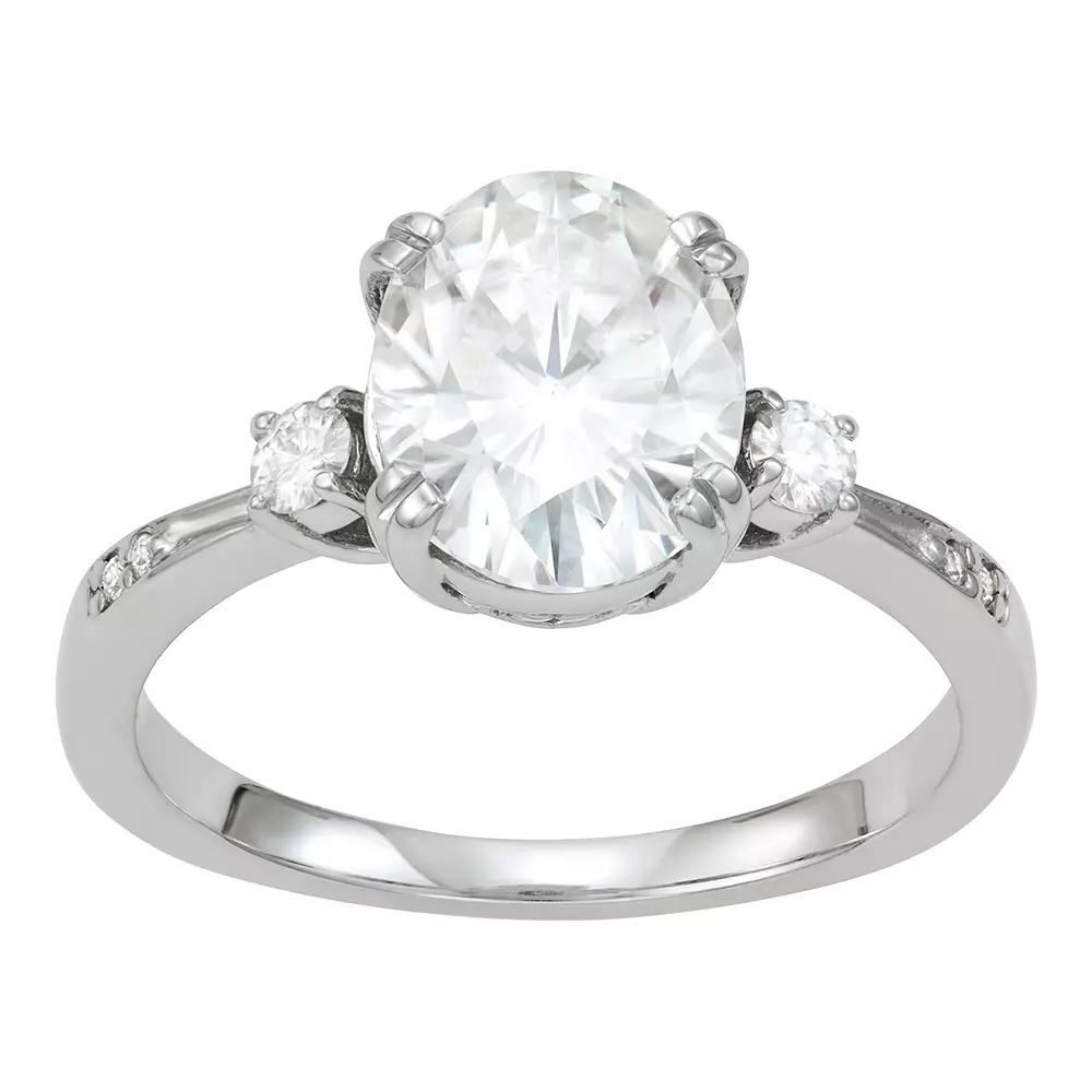 Charles & Colvard 14k White Gold 3 1/8 Carat T.W. Lab-Created Moissanite Oval Engagement Ring, Women's, Size: 5 Product Image