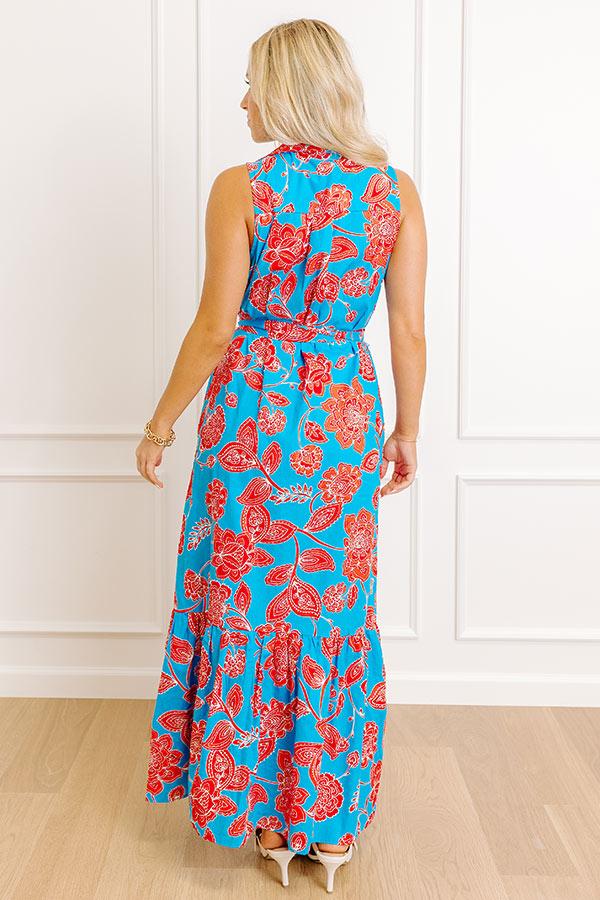 Boardwalk Stroll Floral Maxi Dress in Blue Product Image