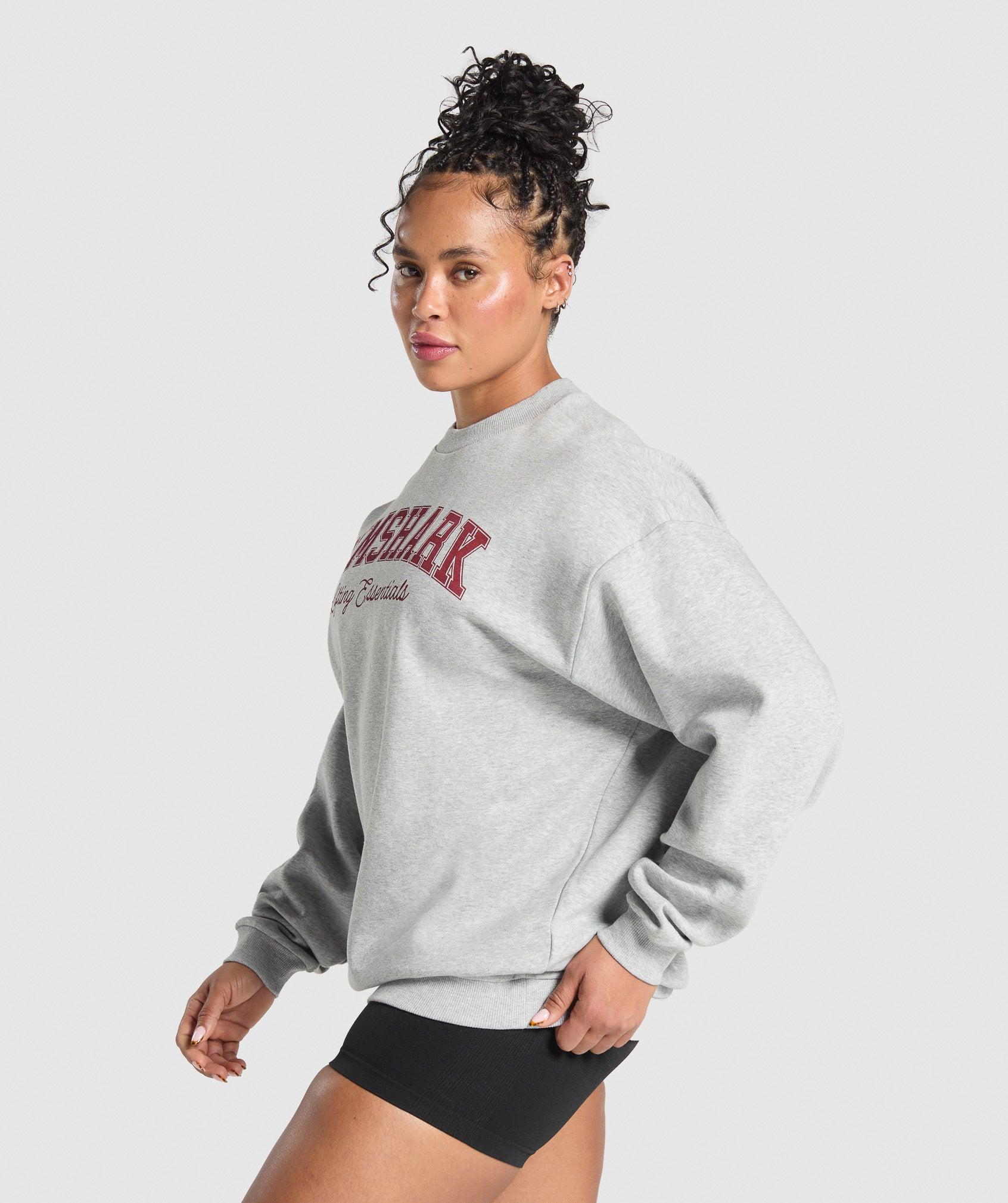 Gymshark Lifting Essentials Graphic Brushed Oversized Sweatshirt - Light Grey Core Marl Female Product Image