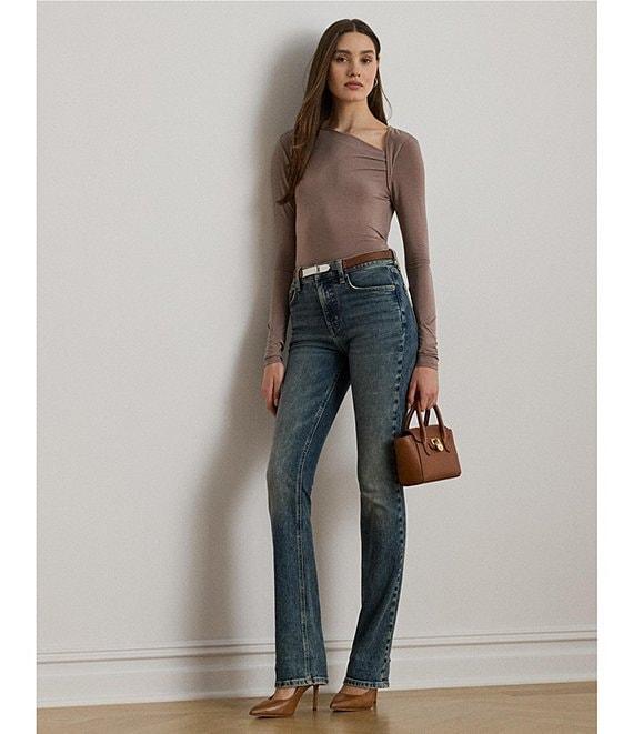 Lauren Ralph Lauren Stretch Jersey Asymmetrical Neck Long Sleeve Top Product Image