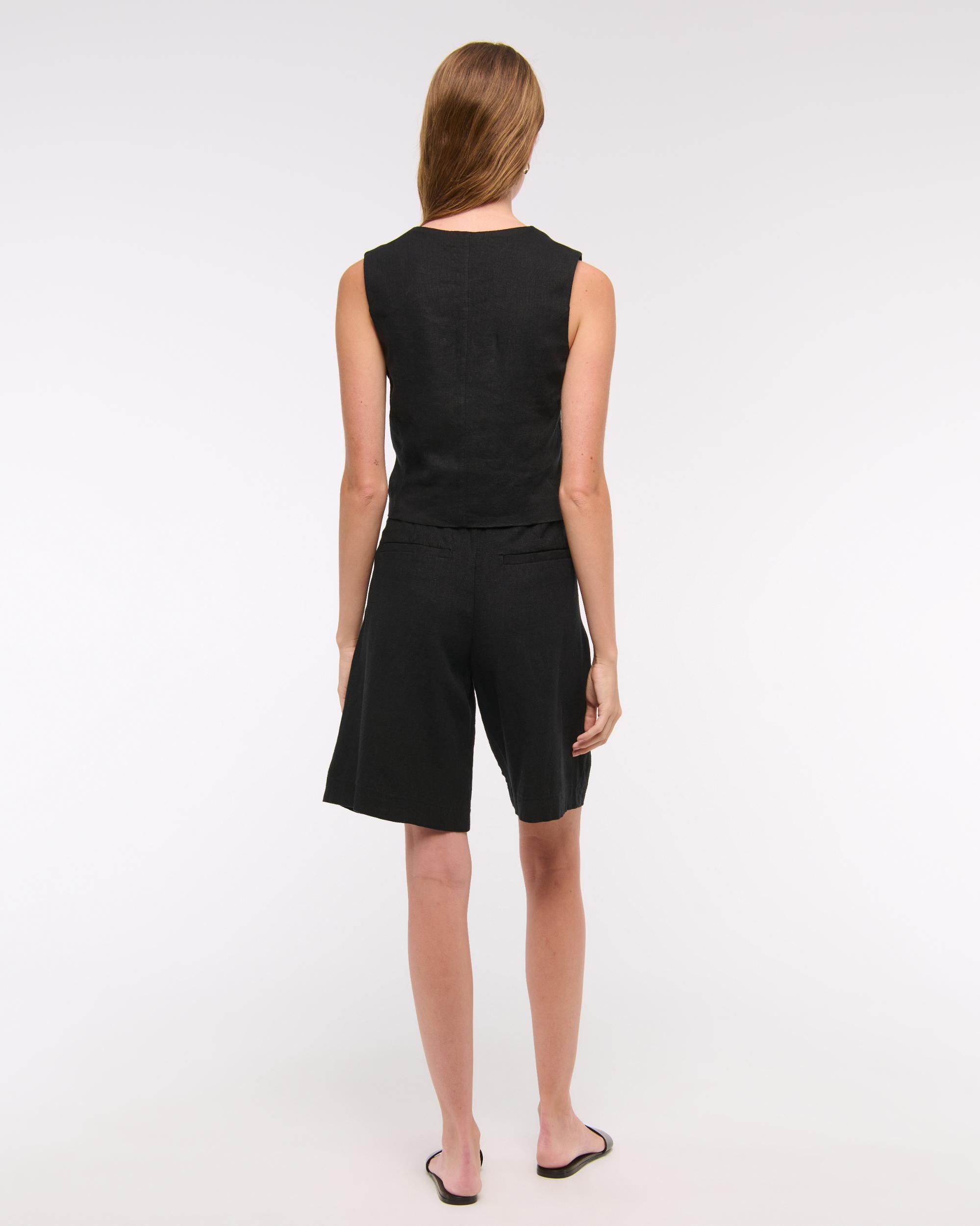 Tie-Front Linen-Blend Vest Product Image