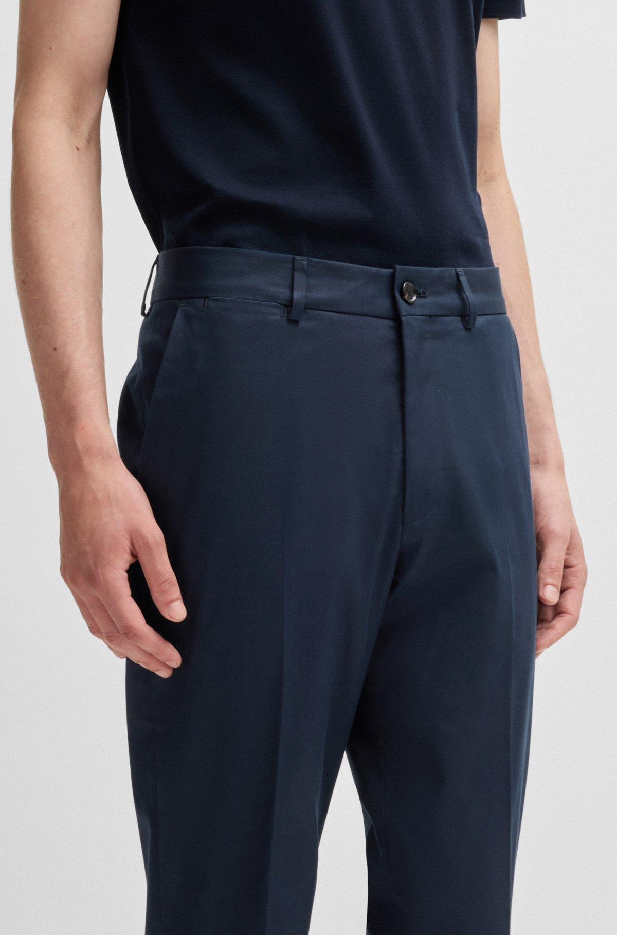 Slim-fit trousers in stretch cotton with silk Product Image