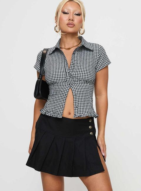 Anubis Pleat Mini Skirt Black Product Image