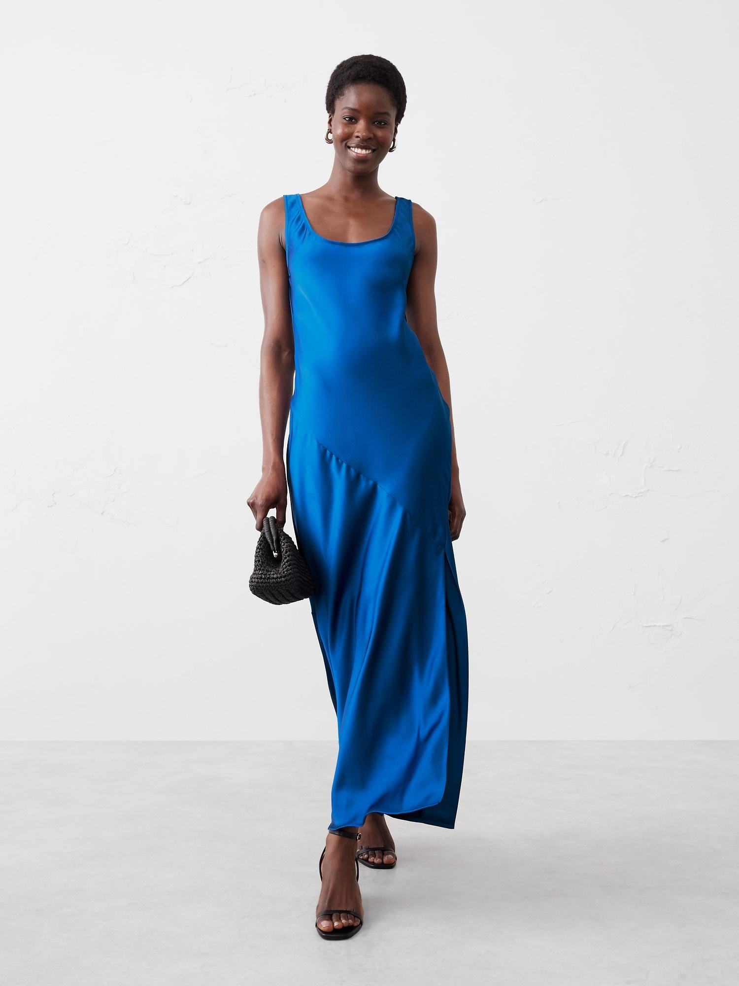 Silky Twill Slit Maxi Dress Product Image