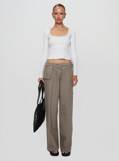 Daphine Long Sleeve Top Grey Product Image