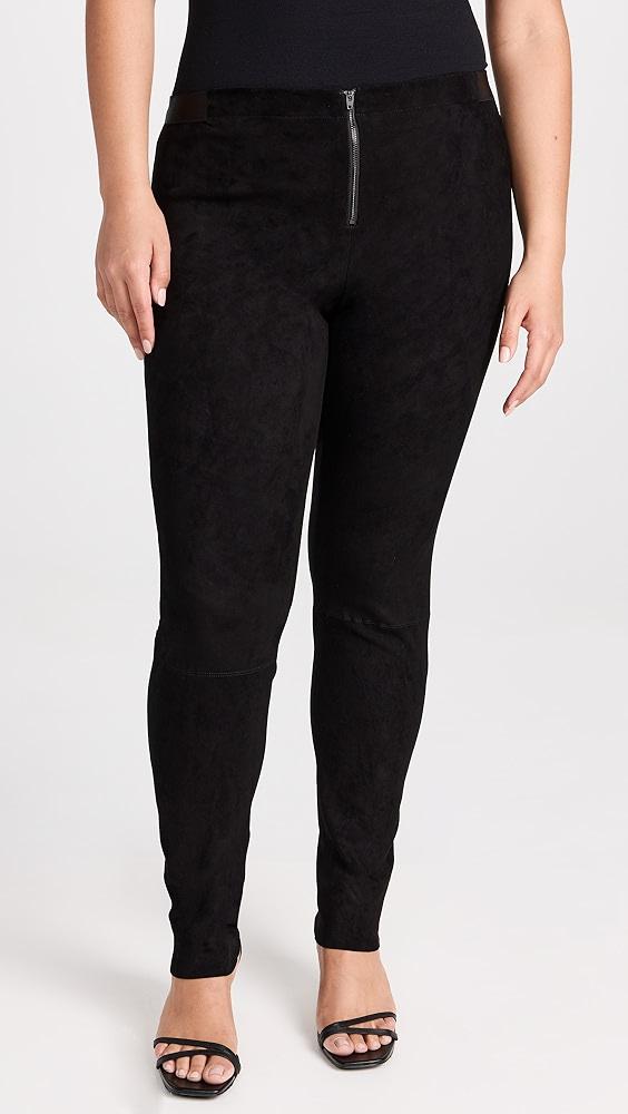 alice + olivia Front Zip Suede Leggings | Shopbop Product Image