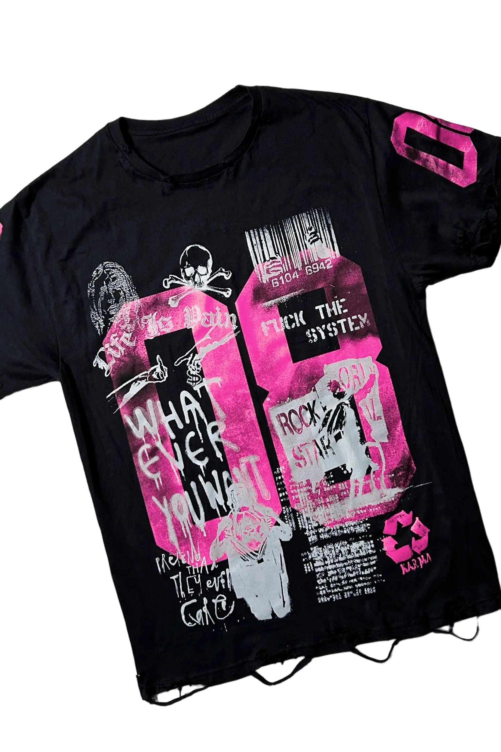 Grill Black/Pink T-Shirt/Slim Fit Jean Set Male Product Image