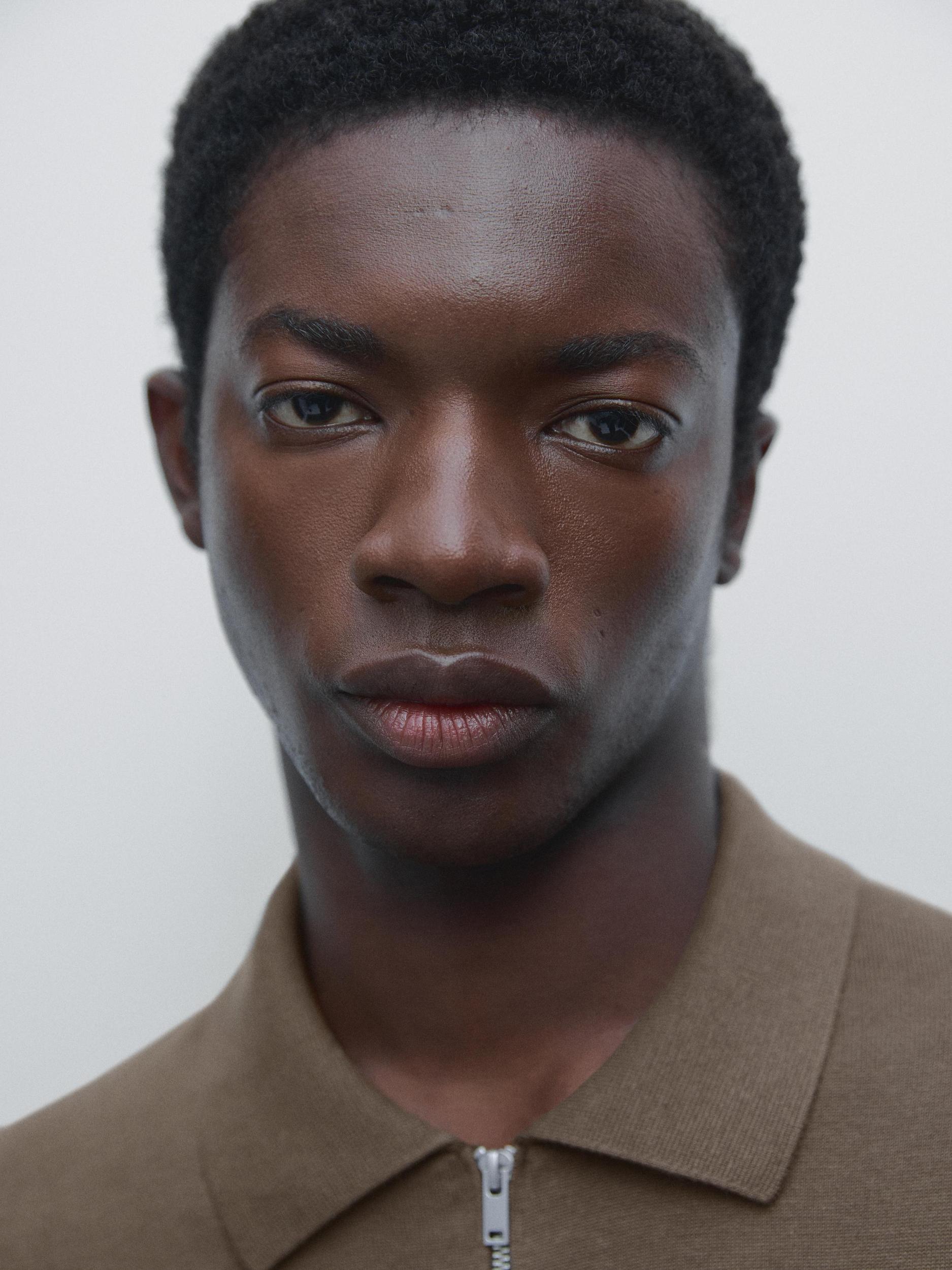 Knit polo sweater with zip Product Image