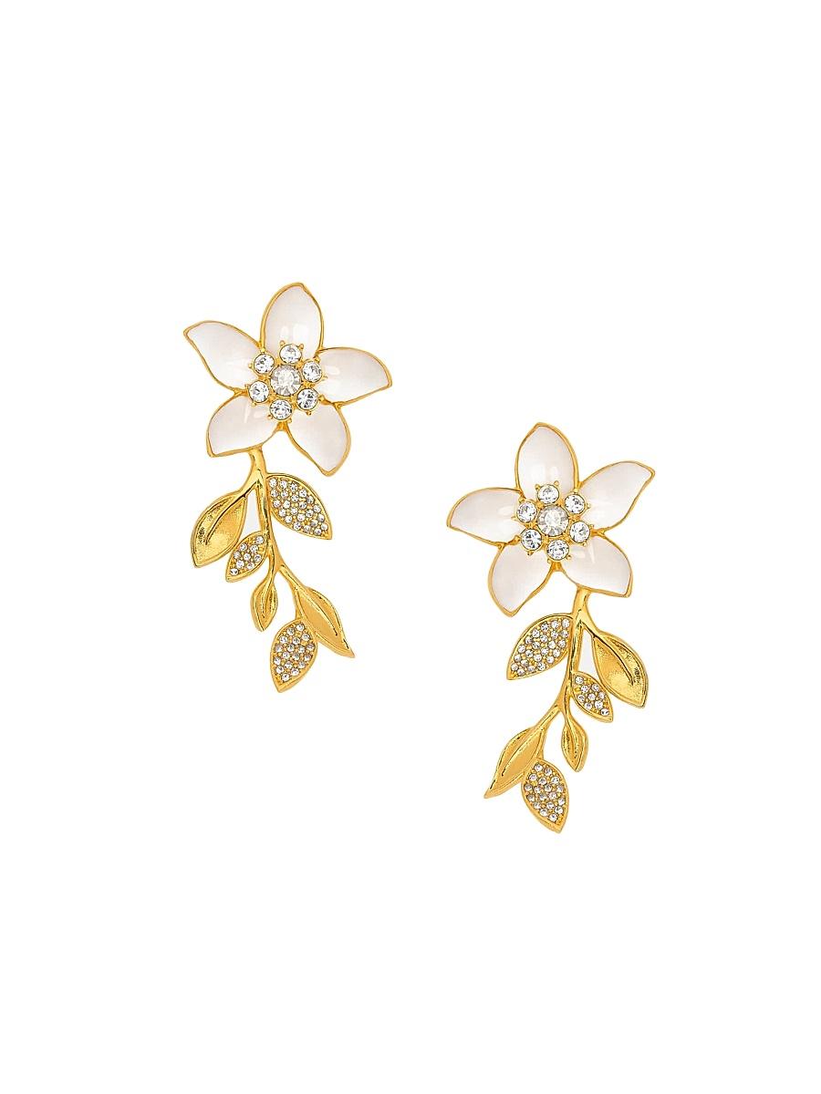 Womens Jasmin 24K-Gold-Plated Brass & Enamel Drop Earrings Product Image