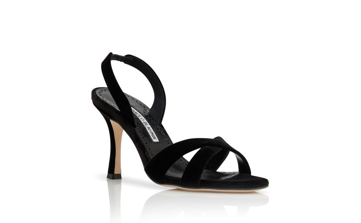 CALLASLI Black Velvet Slingback Sandals Product Image