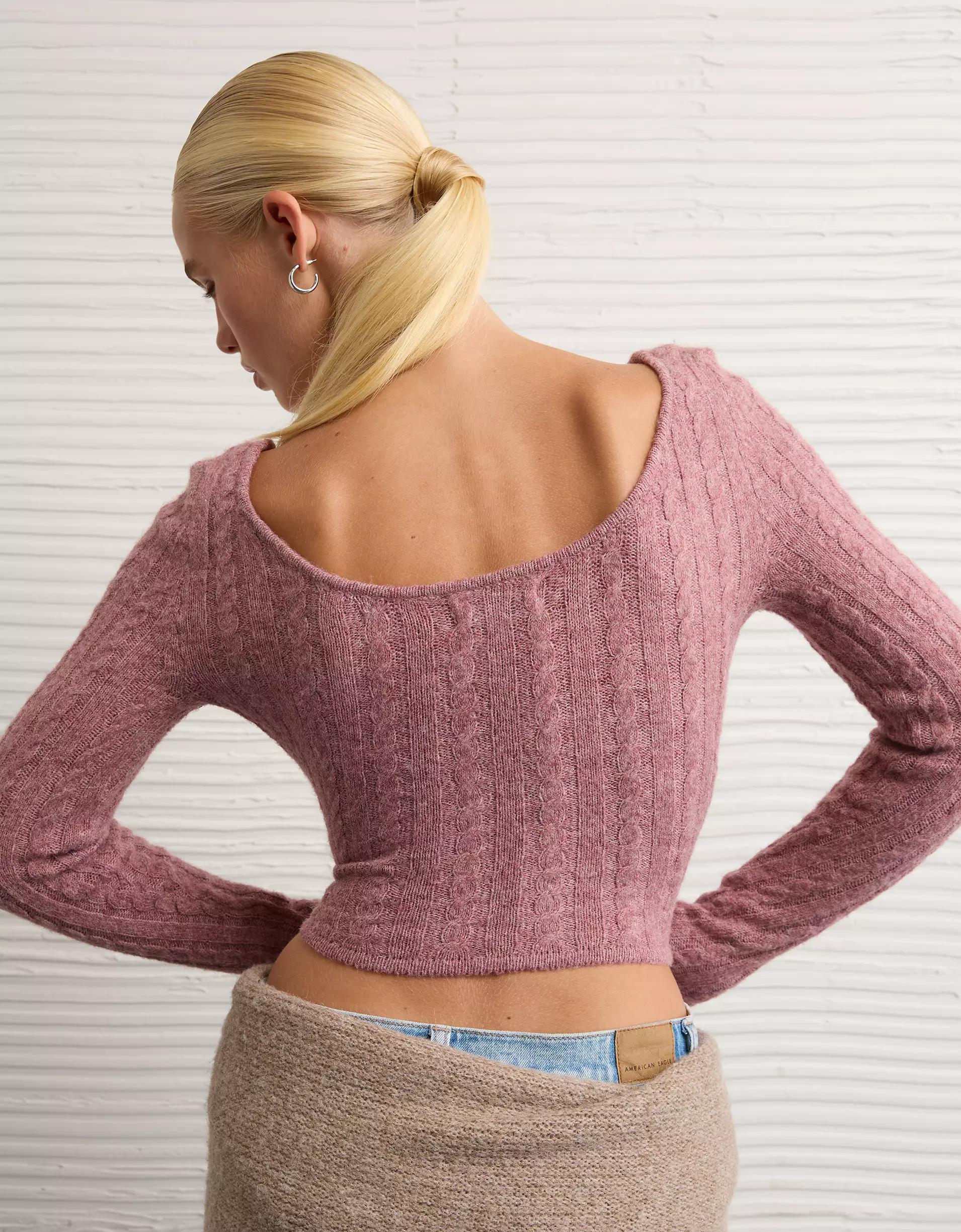 AE Whoa So Soft Cropped Scoop Neck Sweater Product Image