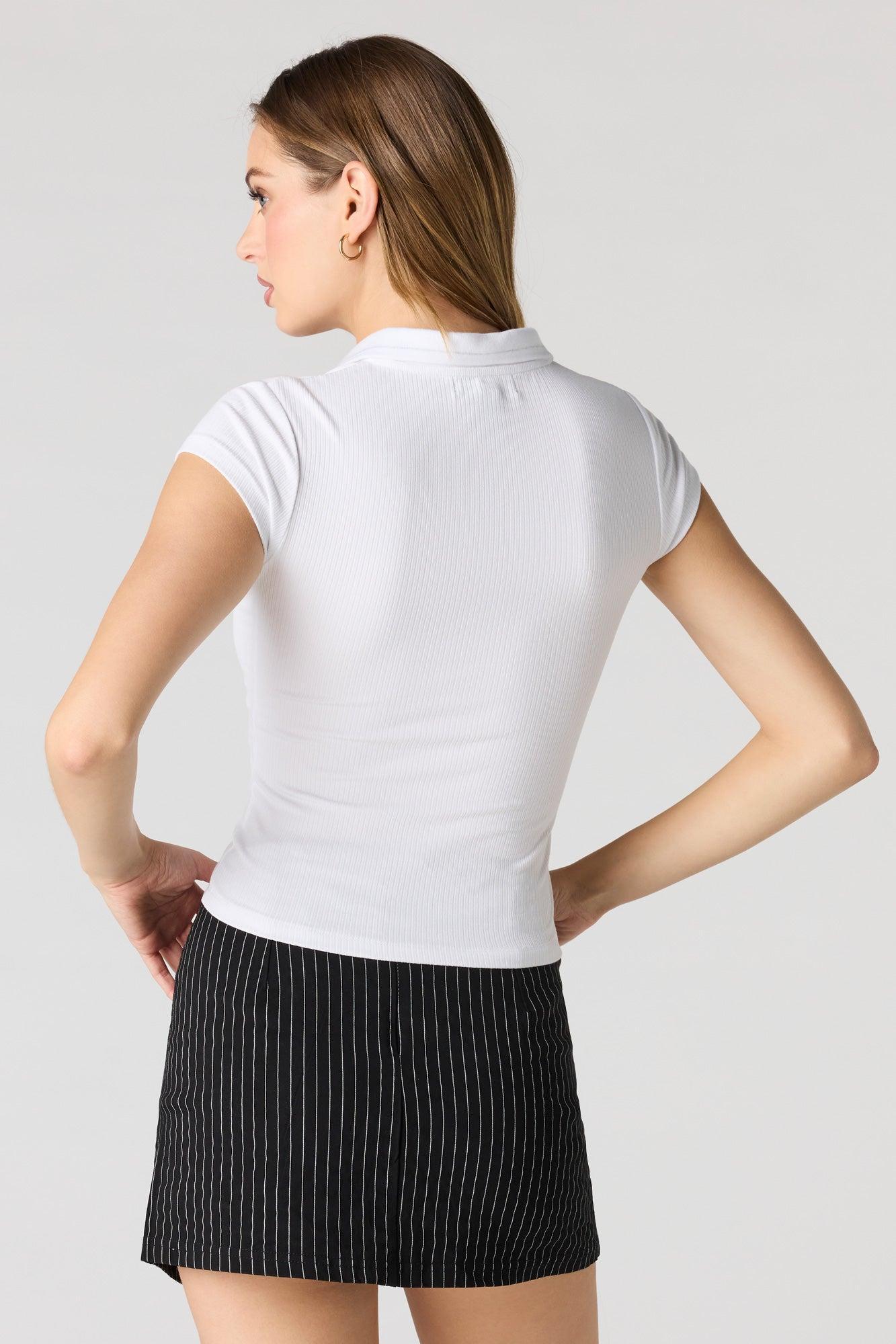 Ribbed Collared T-Shirt Female Product Image