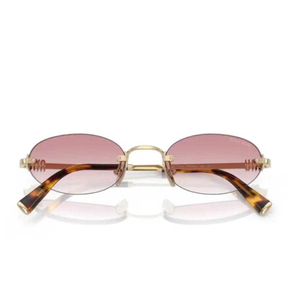 MIU MIU Womens Gold Mu A52s Oval-frame Metal Sunglasses In Gray Product Image
