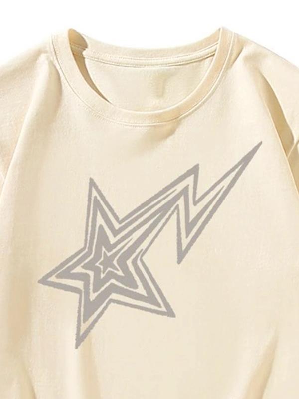 Star Print Oversized Short Sleeve Tee Product Image