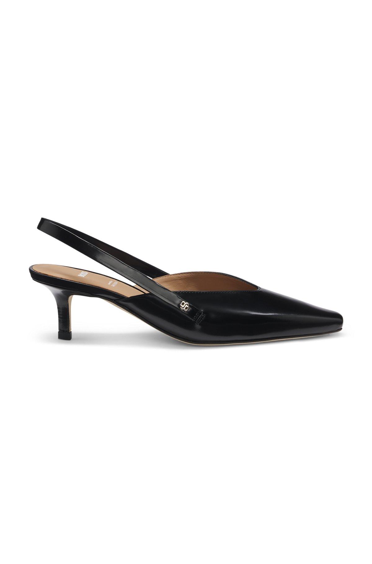 Slingback pumps in polished leather Product Image