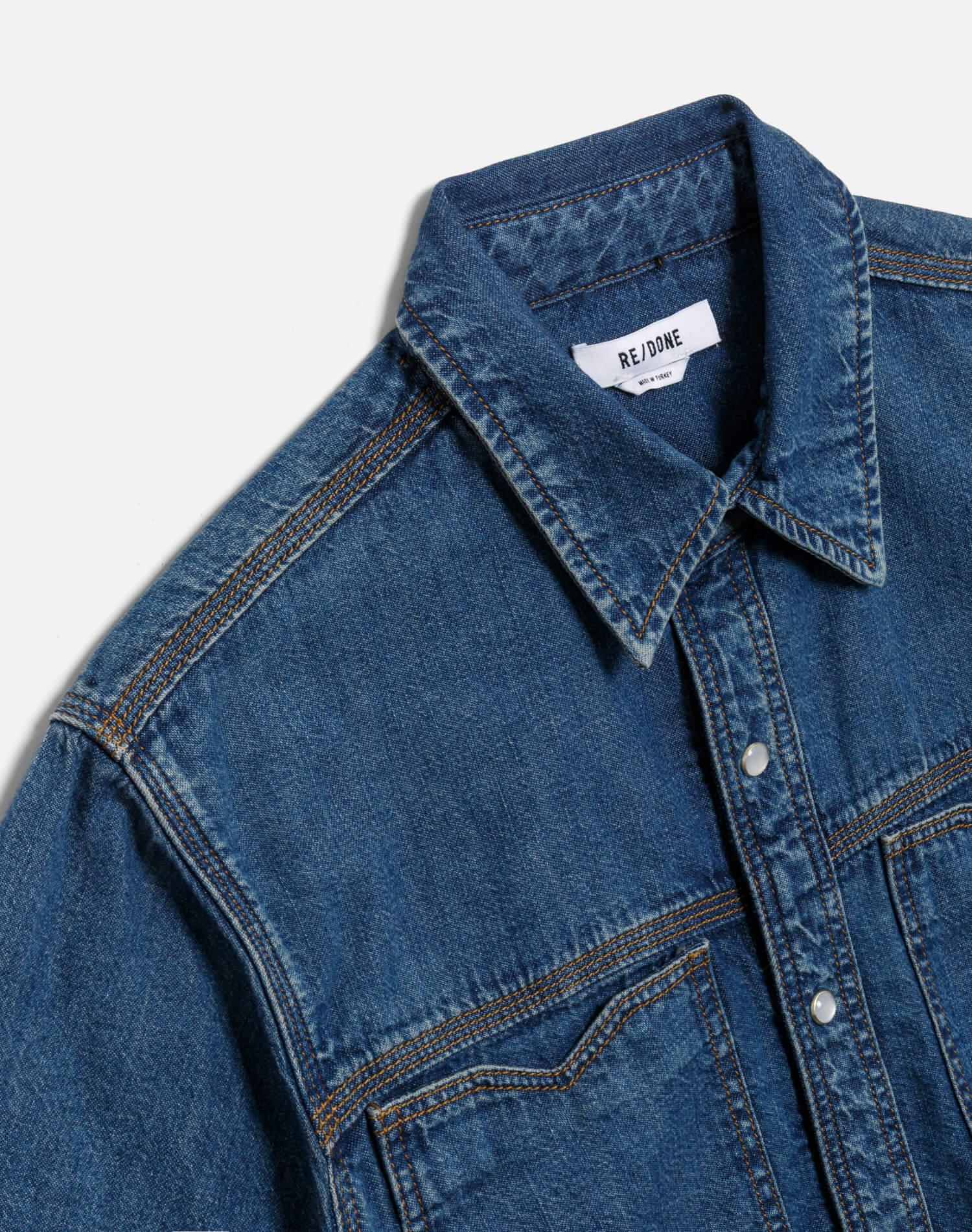 Oversized Crop Shirt - Rustic Indigo Female Product Image