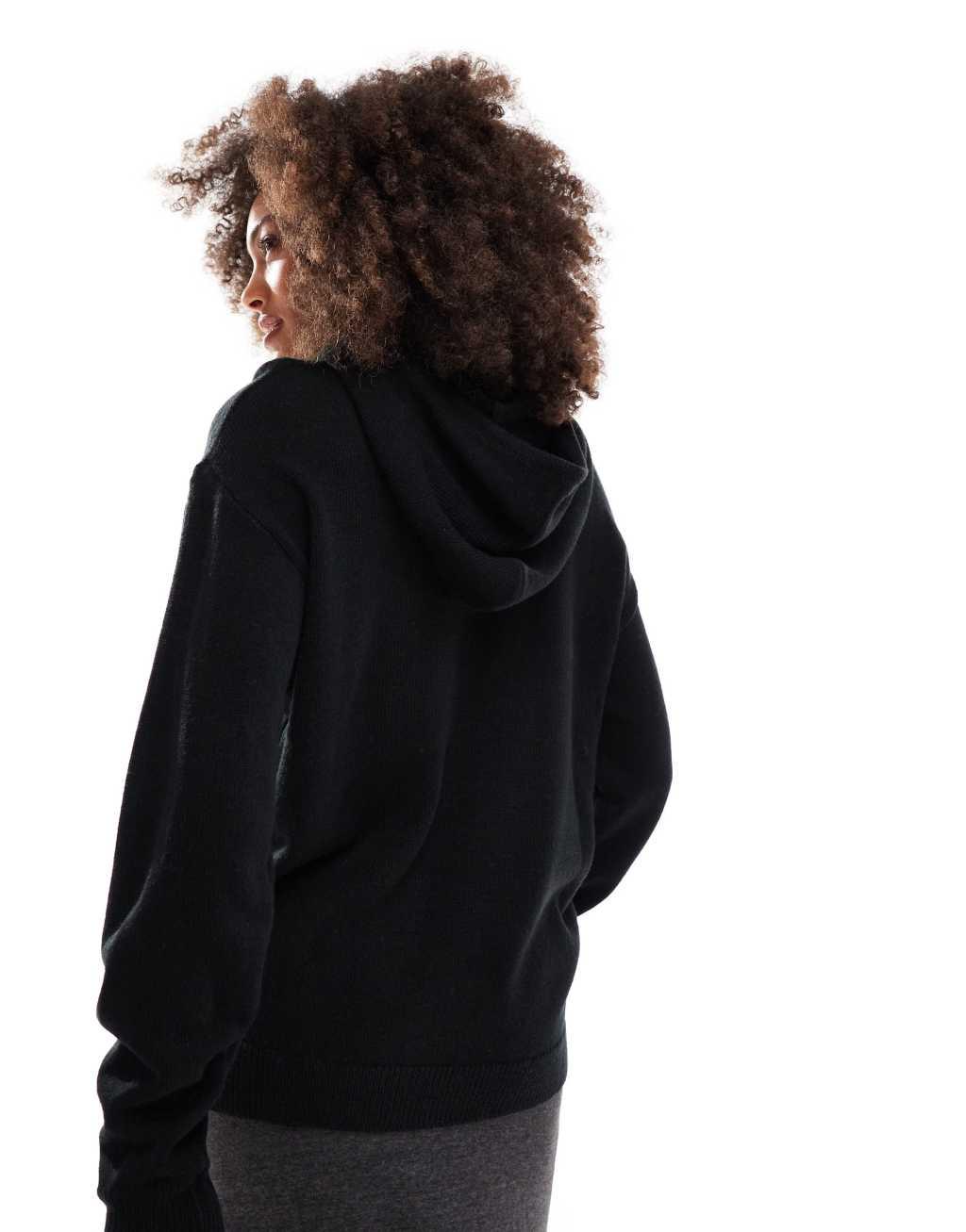 Threadbare Ski knitted Apres hoodie in black Product Image