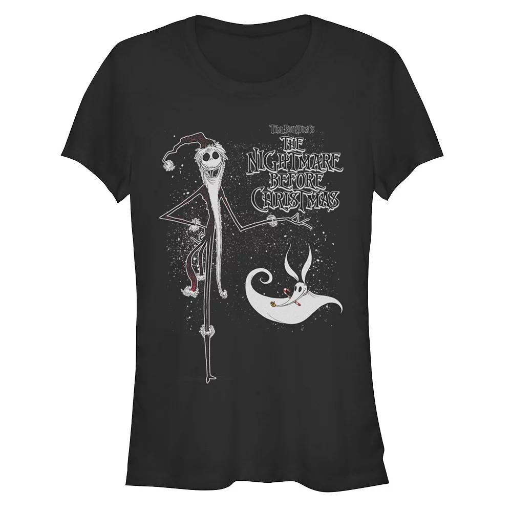 Disney's The Nightmare Before Christmas Jack Skellington and Zero Saint Nick Outfit Juniors' Fitted Graphic Tee, Girl's, Size: XXL, Black Product Image