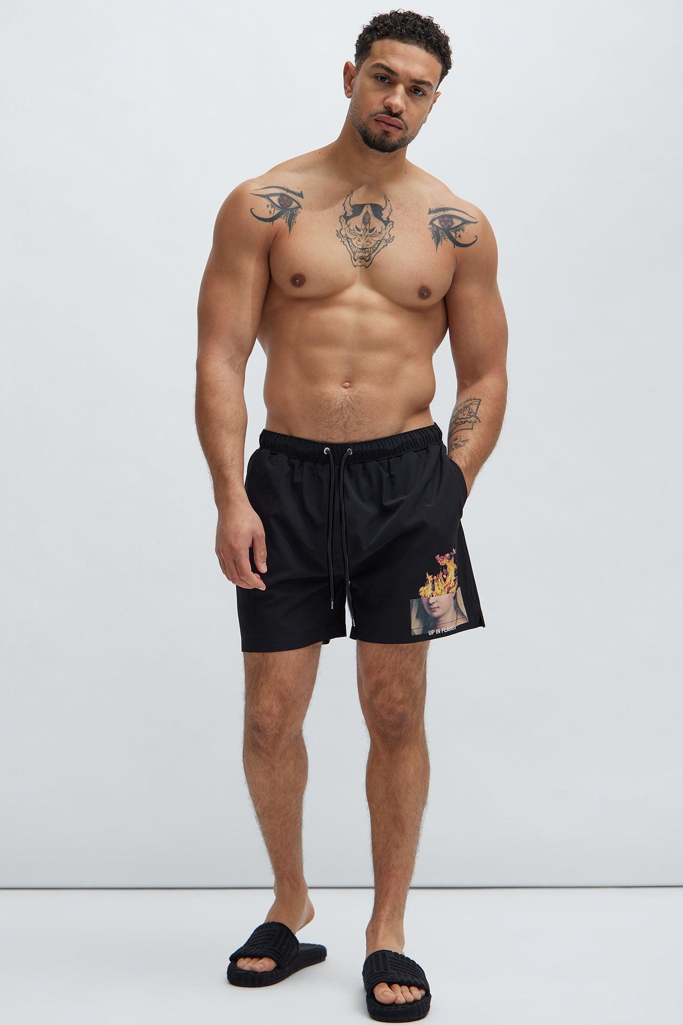 Up In Flames Swim Mid Trunk - Black Product Image