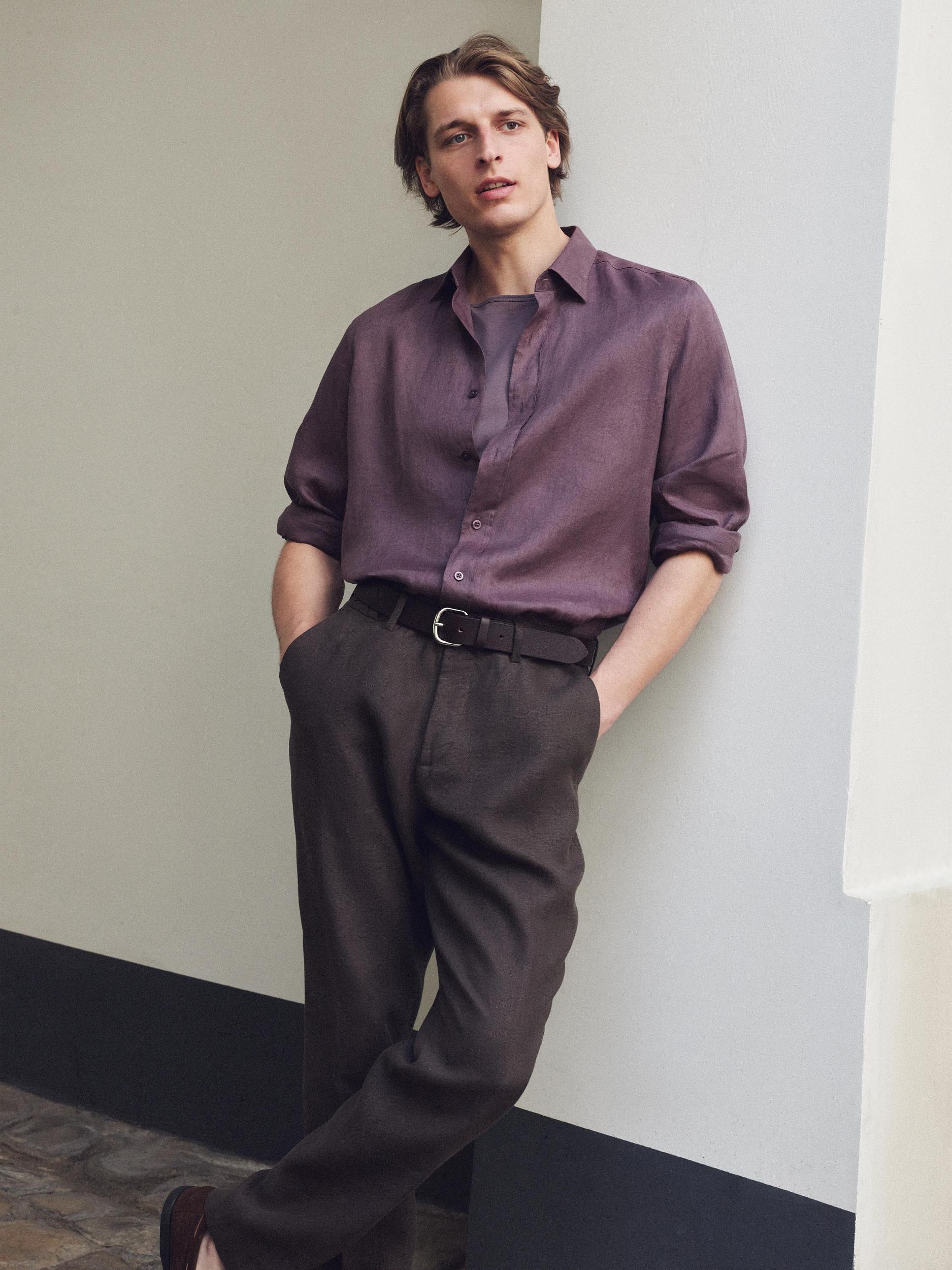 Slim fit shirt 100% linen Product Image