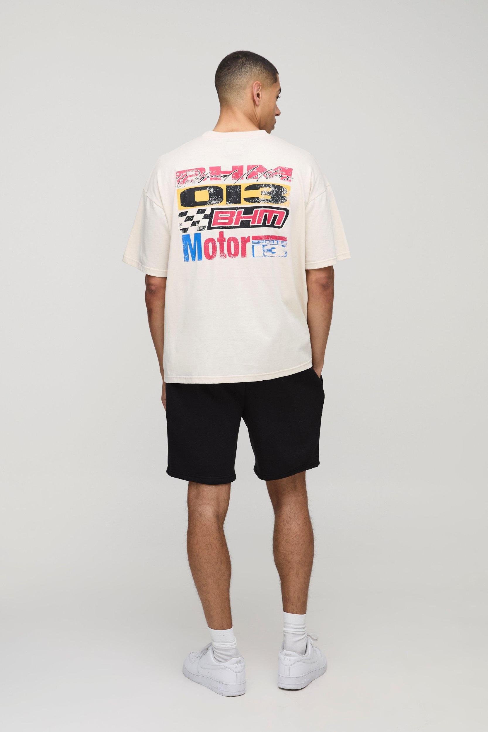 Oversized Moto T-Shirt & Short Set | boohooMAN USA Product Image