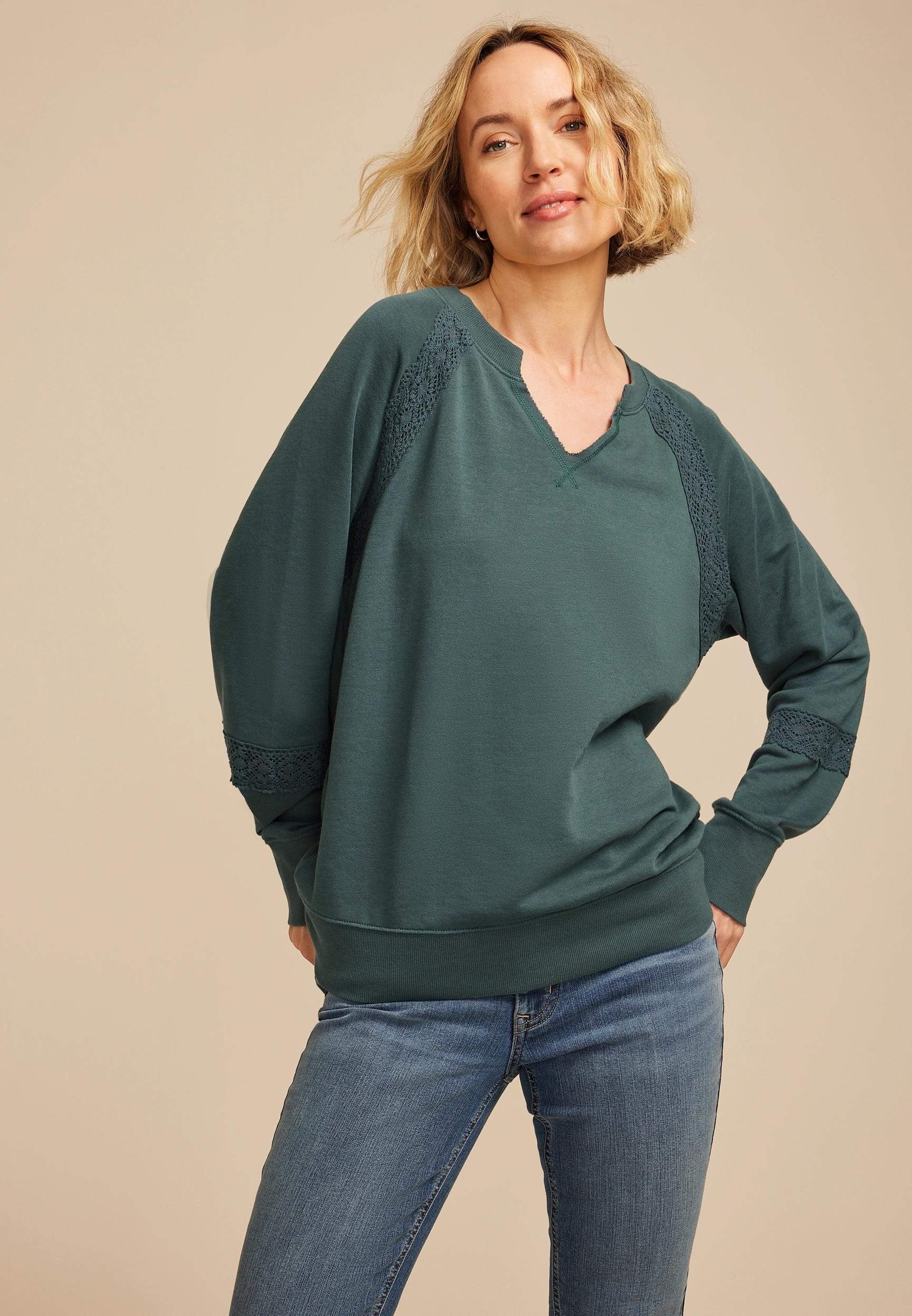 Crochet Mix Relaxed Fit Sweatshirt Product Image