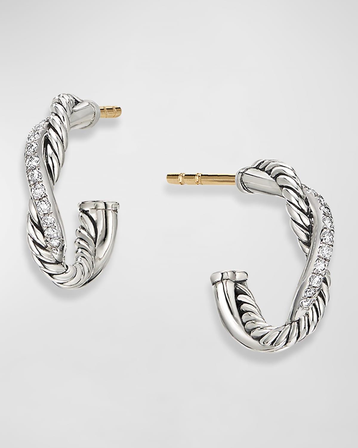 David Yurman Sterling Petite Infinity Huggie Hoop Earring with Diamonds Product Image