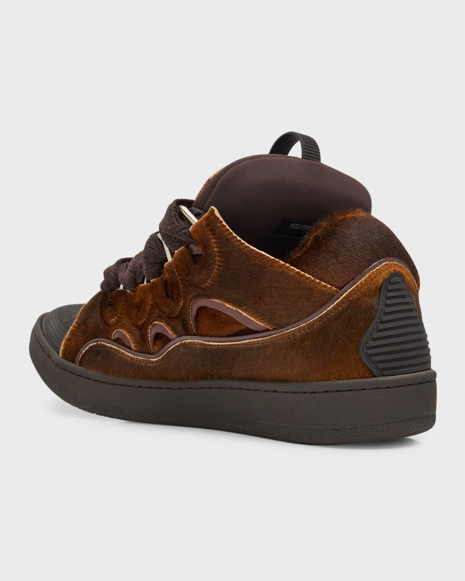 Men's Curb Pony-Effect Leather Low-Top Sneakers Product Image