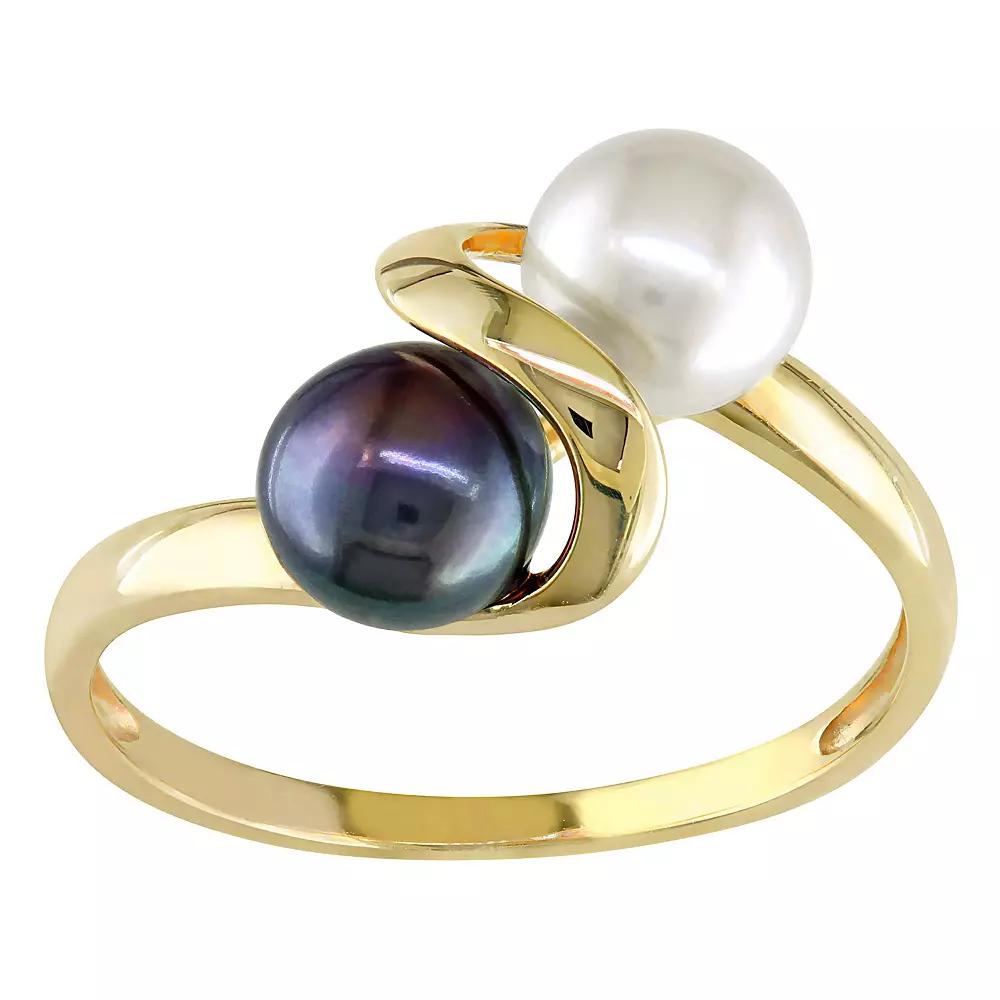 Stella Grace 10k Gold Dyed Black & White Freshwater Cultured Pearl Ring, Women's, Size: 7.50 Product Image