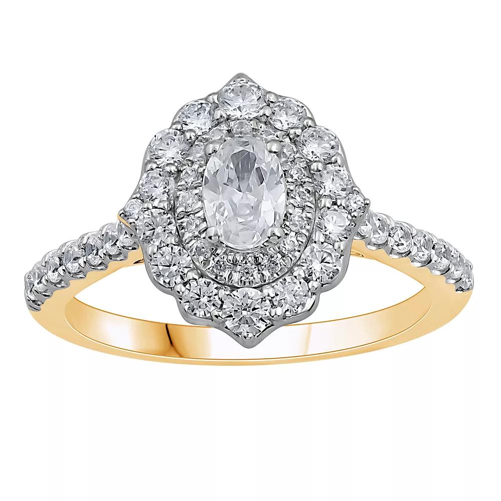 From the Heart 14k Gold 1 Carat T.W. Diamond Double Oval Halo Engagement Ring, Women's, Size: 8 Product Image