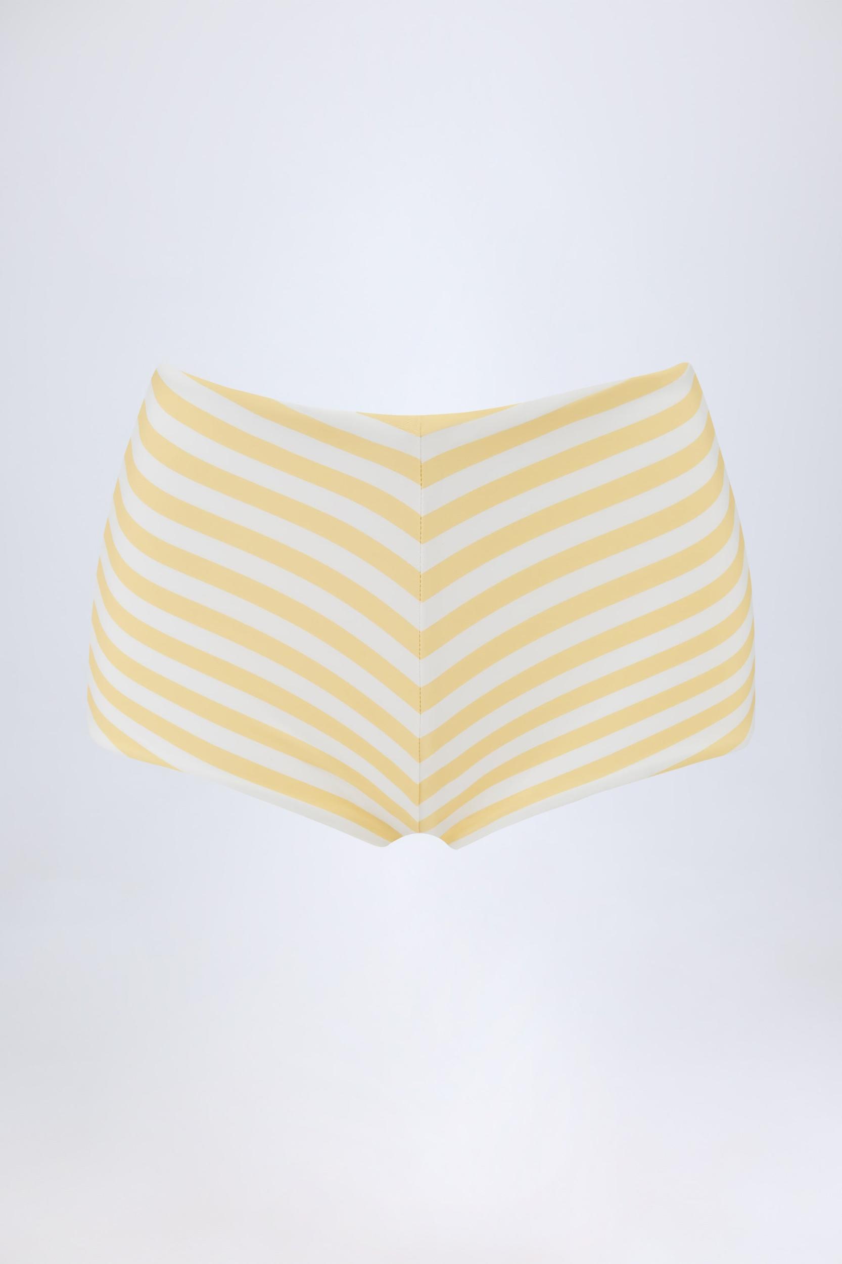 Mid-Rise Hot Pants in Lemon Yellow Stripe Product Image