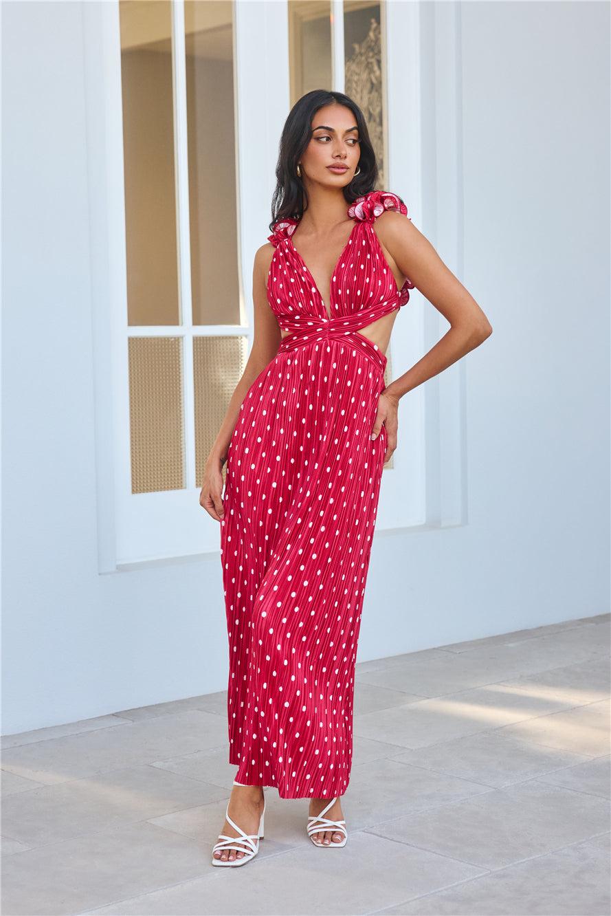 Romance Here Plisse Maxi Dress Red Product Image