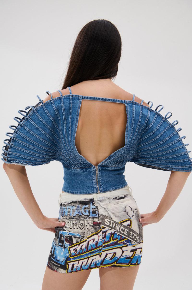 DENIM ON DENIM BLOUSE Product Image