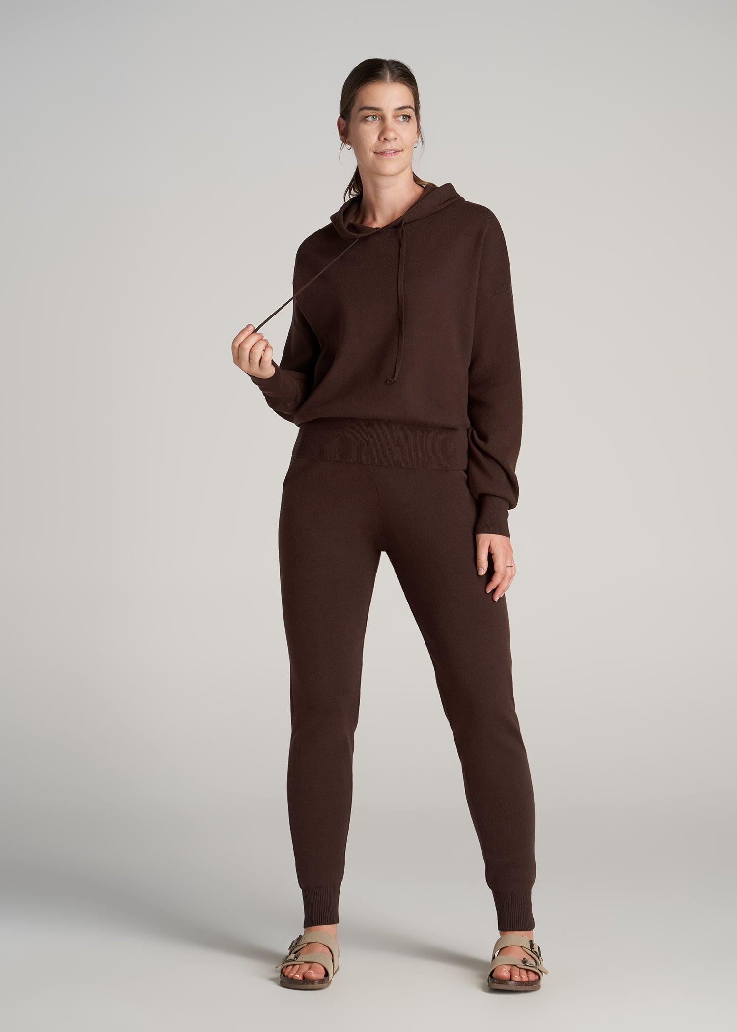 Women's Tall Knit Lounge Hoodie in Chocolate Female Product Image