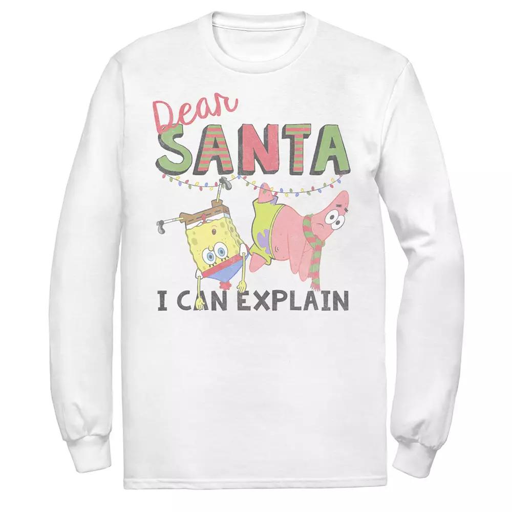 Men's Nickelodeon SpongeBob SquarePants Santa I Can Explain Long Sleeve Graphic Tee,  Product Image