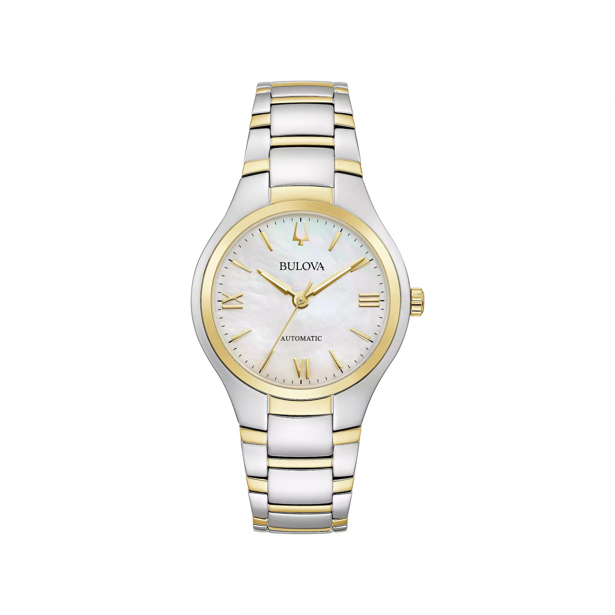 Bulova Women's Classic Two-Tone Stainless Steel Automatic Mother Of Pearl Dial Bracelet Watch - 98L297, Size: Medium, Gold Silver Product Image