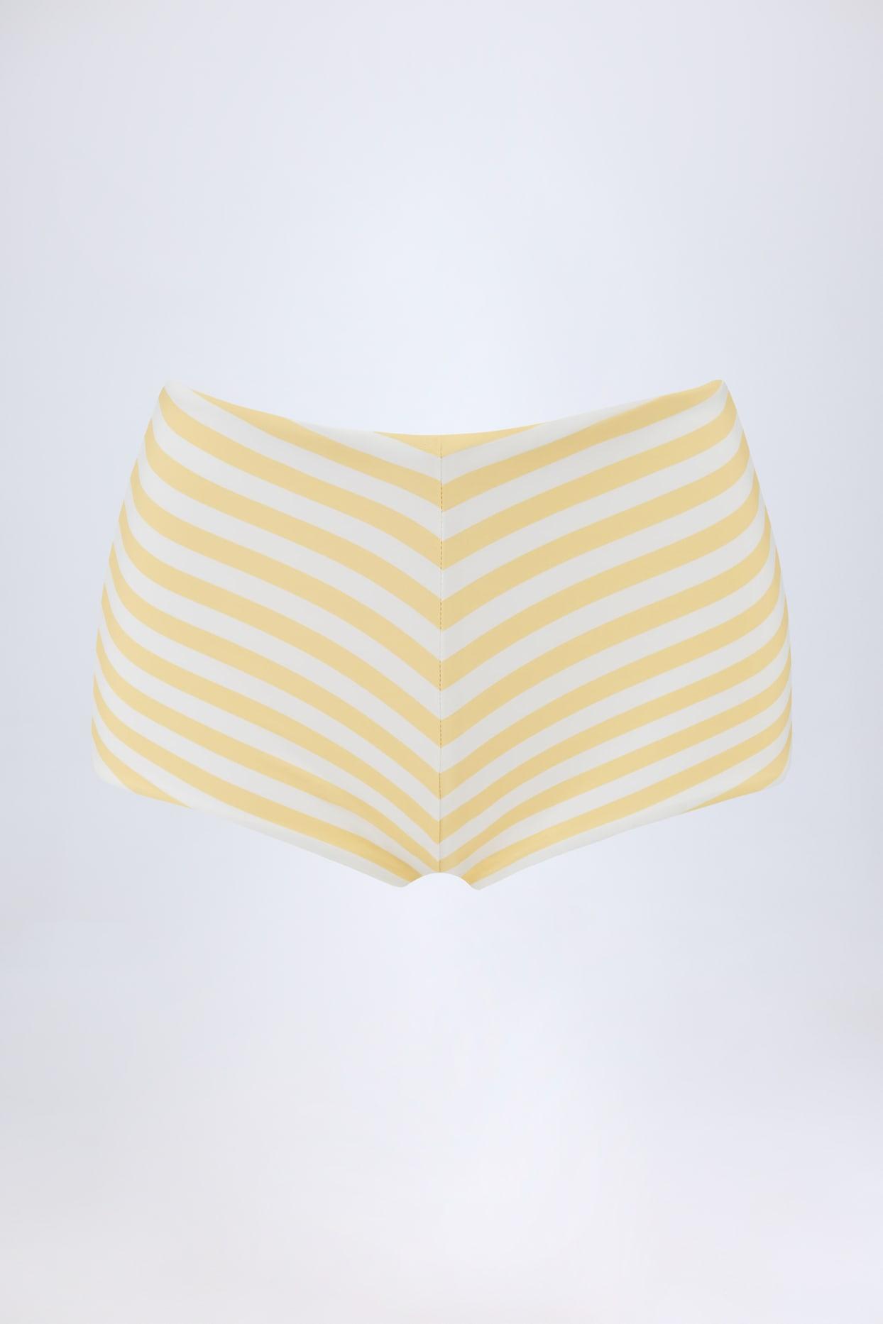 Mid-Rise Hot Pants in Lemon Yellow Stripe Product Image