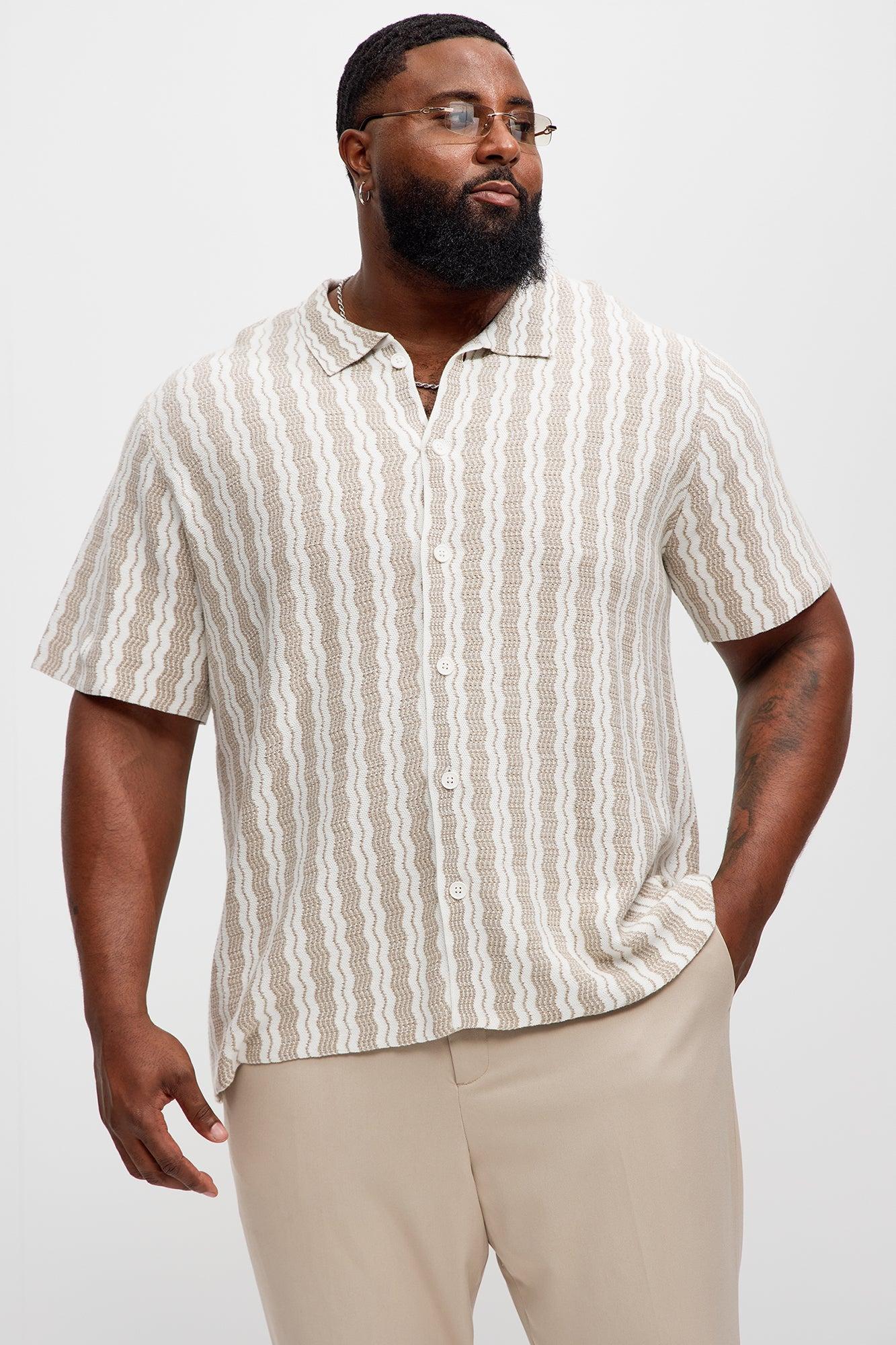 Wavy Stripe Knitted Shirt - Grey/combo Product Image