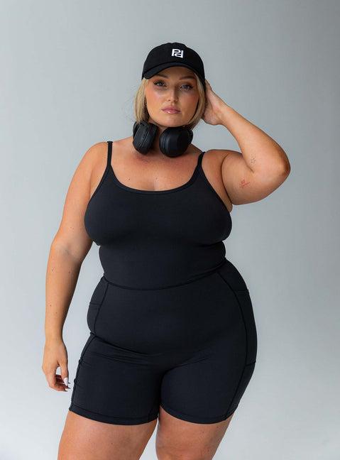 Feel Good Contour Activewear Catsuit Black Curve Product Image