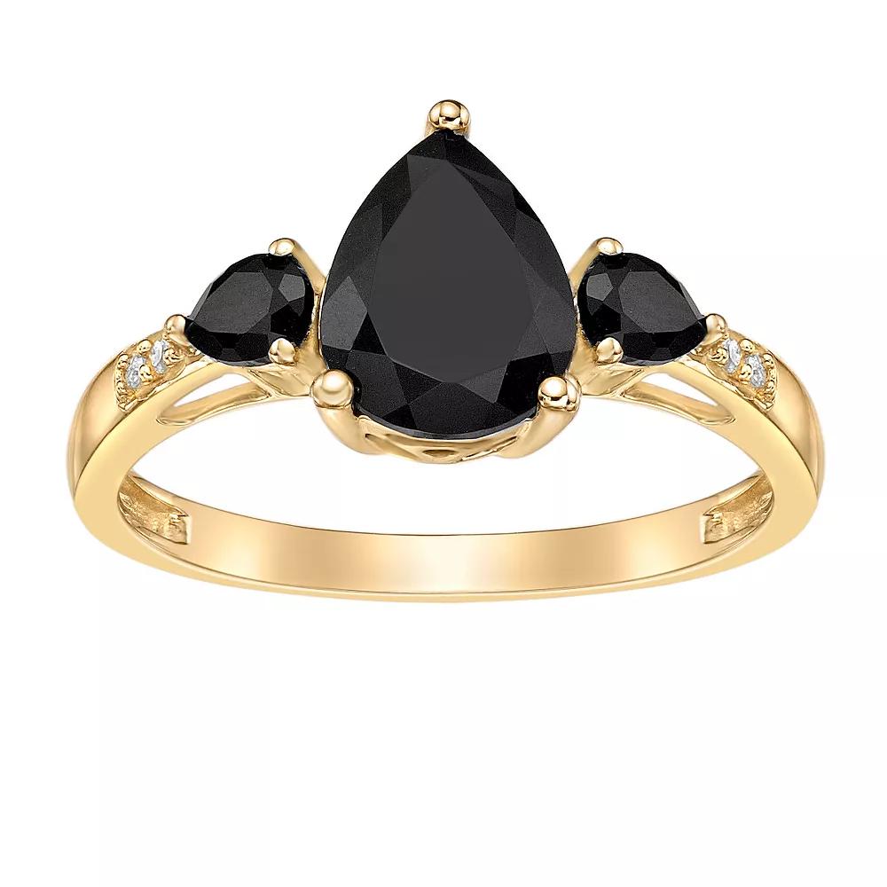 Gemminded 10k Gold Onyx & Diamond Accent Ring, Women's, Size: 6 Product Image