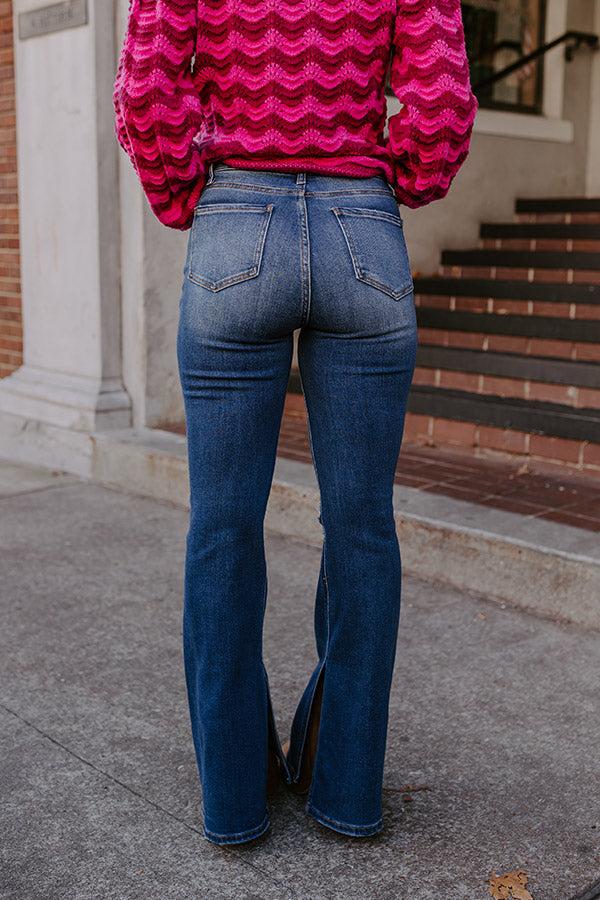 The Margot High Waist Distressed Flare in Dark Wash Product Image