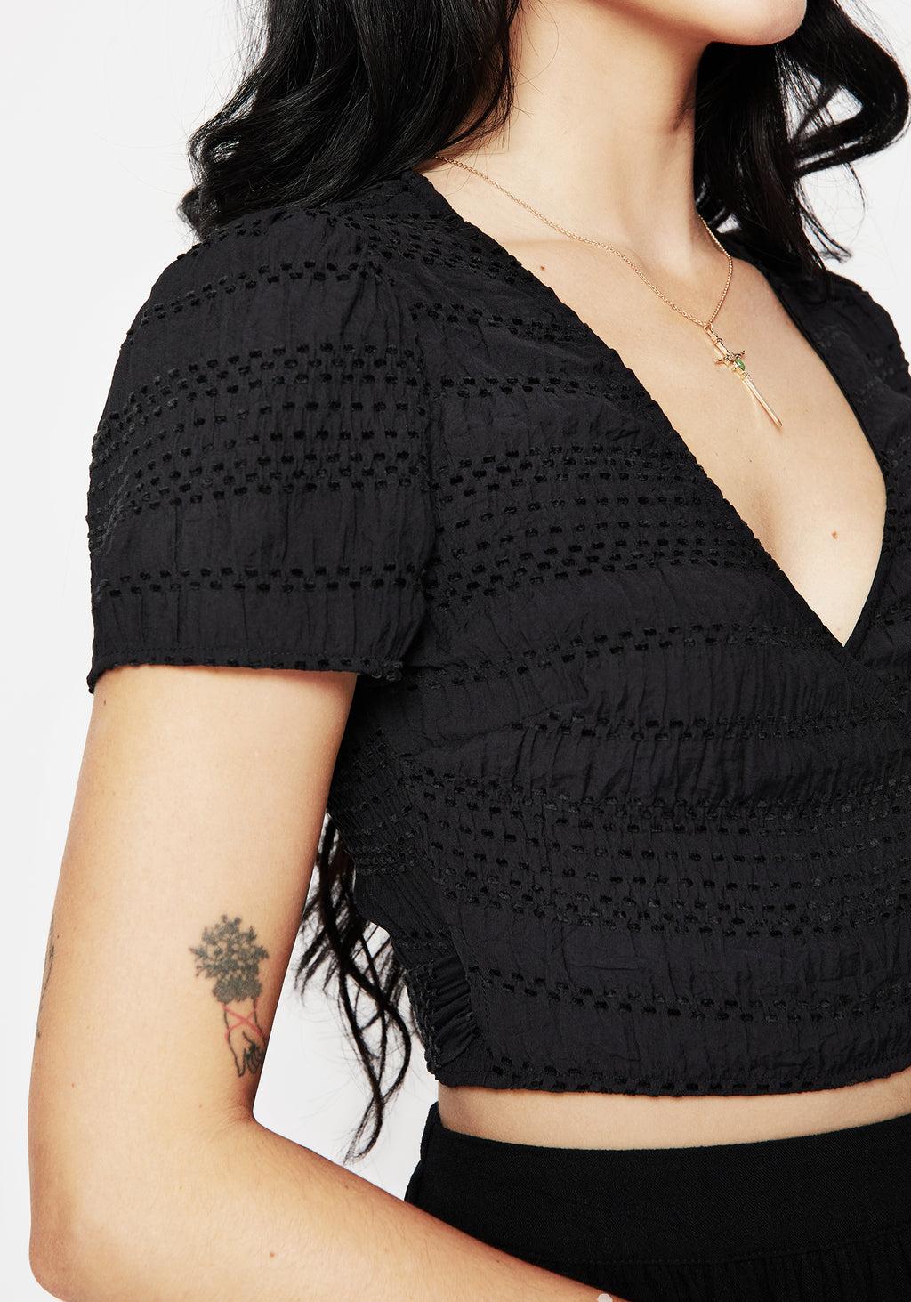 Devin Bubble Sleeve Wrap Blouse Top Product Image